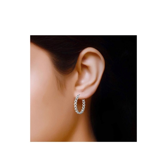 Linked Love Open Heart Cutout Hoop Earrings - Picture 5 of 8